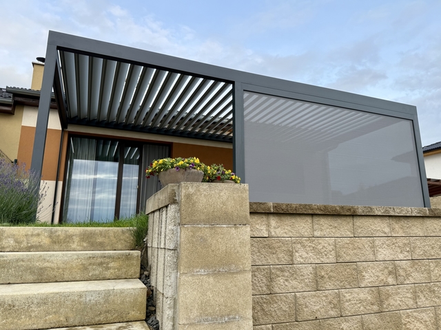 Pergola z přední strany – 7,3 × 3,5 m